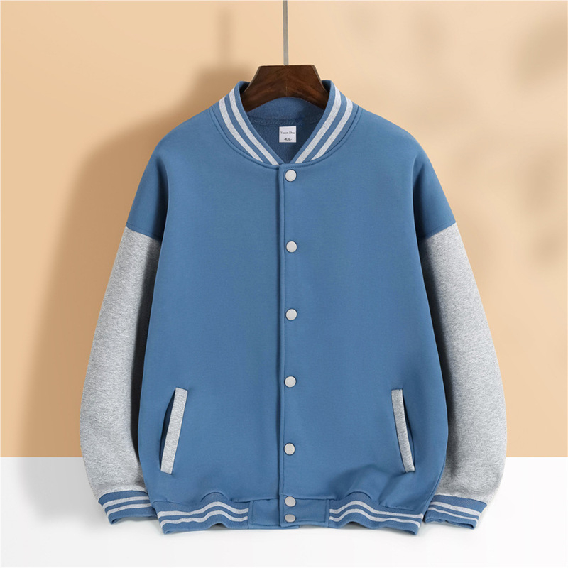 Koreai stílusú fleece kabát álló gallérral, nyomtatás, fleece-beléssel, laza szabás