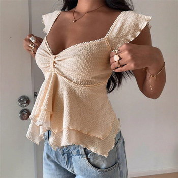 Kratki top s trakama i otvorenim leđima, francuski retro seksi stil, naglašena linija struka, mješavina poliestera i spandexa, mikro-elastičan