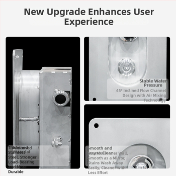 Set de duș din oțel inoxidabil 304, funcție ploaie, întrerupător ascuns, model Seeing the Shower Head, CE ENC1905165GZ18