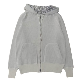 Кардиган с качулка и цип, двустранно принтиран ромбовиден модел