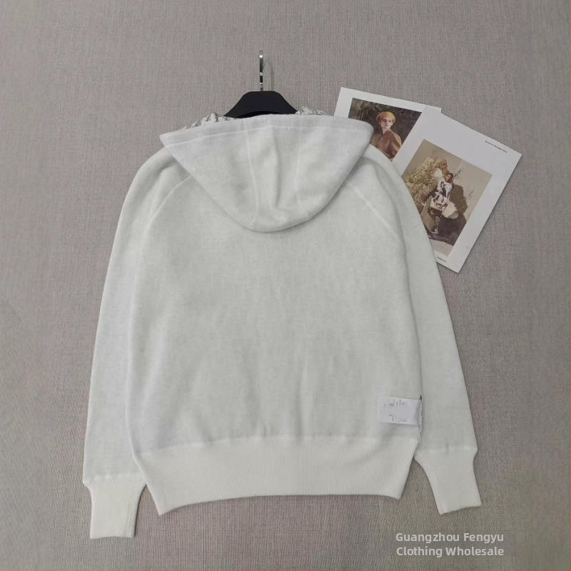 Kardigán s kapucňou a zipsom, dvojstranne potlačený rombový vzor