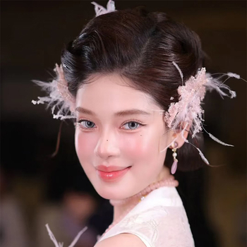 Lan Lin bandă pentru păr cu cristale artificiale, floare, clip lateral, stil coreean