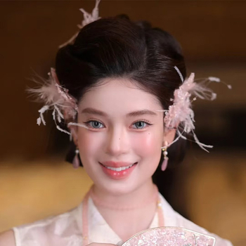 Lan Lin bandă pentru păr cu cristale artificiale, floare, clip lateral, stil coreean