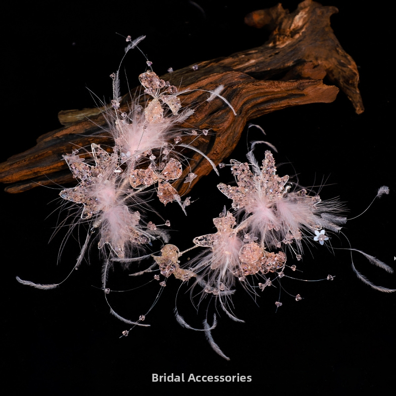 Lan Lin bandă pentru păr cu cristale artificiale, floare, clip lateral, stil coreean