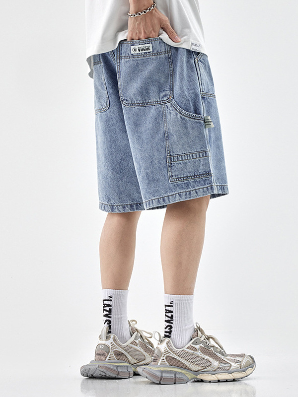Muške traper šorceve - opuštena kroj, pamuk denim, duljina do butina, ljeto 2025