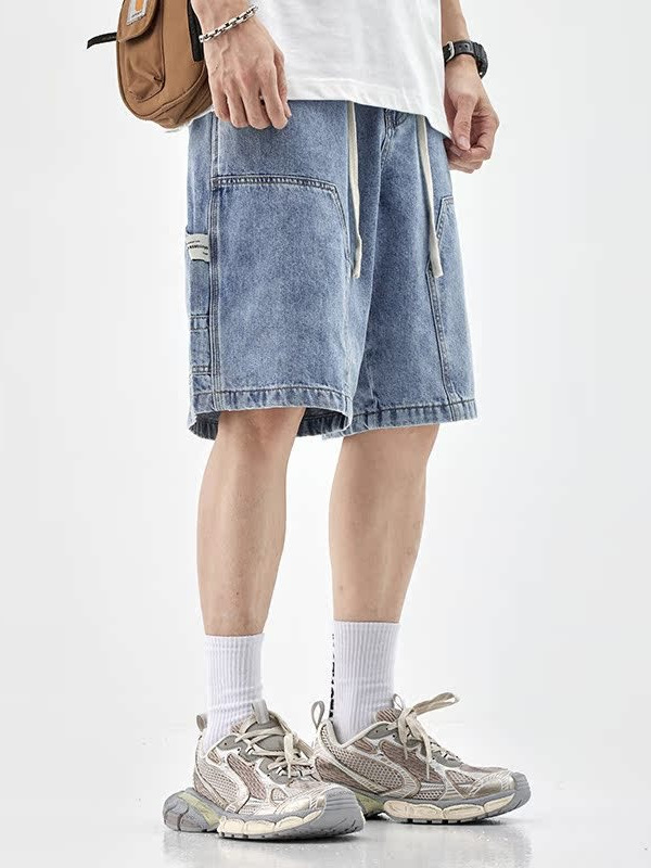 Muške traper šorceve - opuštena kroj, pamuk denim, duljina do butina, ljeto 2025