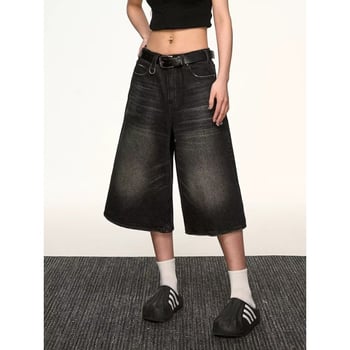 Férfi Capri denim rövidnadrág – kopott, mosott, laza egyenes szabás, pamutból