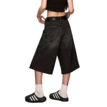 Férfi Capri denim rövidnadrág – kopott, mosott, laza egyenes szabás, pamutból