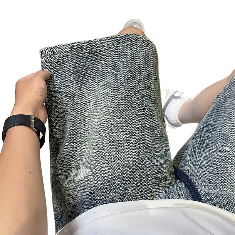 Muške denimske šorceve sa zvjezdanim uzorkom, retro stil, ravni kroj, blagi stretch, pamuk