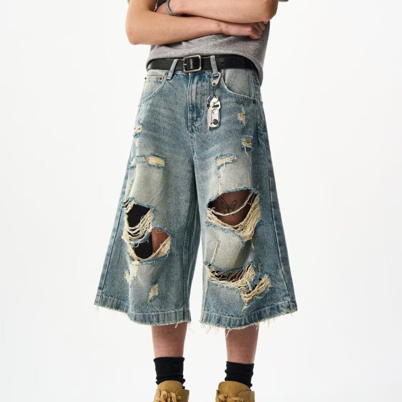 Denim capri šortovi za muškarce i žene | ravni kroj, 60% pamuk, Capri duljina, ljeto 2025