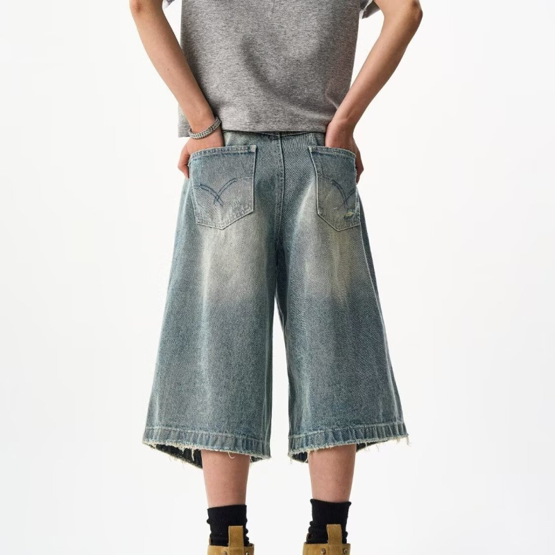 Denim capri šortovi za muškarce i žene | ravni kroj, 60% pamuk, Capri duljina, ljeto 2025