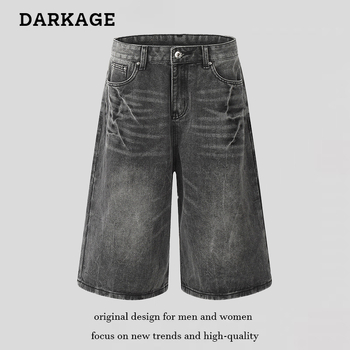 DARKAGE Denim kratke hlače – Unisex, ravno širok kroj, srednja duljina, 77.7% pamuk