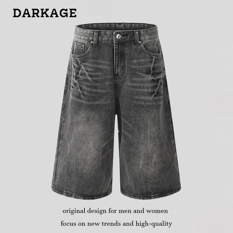 DARKAGE Denim kratke hlače – Unisex, ravno širok kroj, srednja duljina, 77.7% pamuk