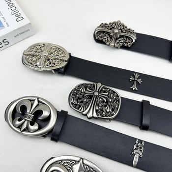 Centură din piele PU cu cataramă din aliaj, închidere snap, lățime 2-4 cm, placare electrolitică