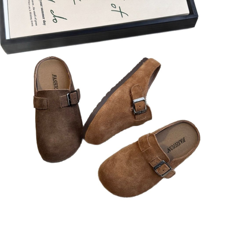 Dječje retro cipele u stilu Birkenstock, slip-on, baršunasti gornji dio, debeli đon, protuklizna gumena potplata, unisex, proljeće-ljeto 2025.