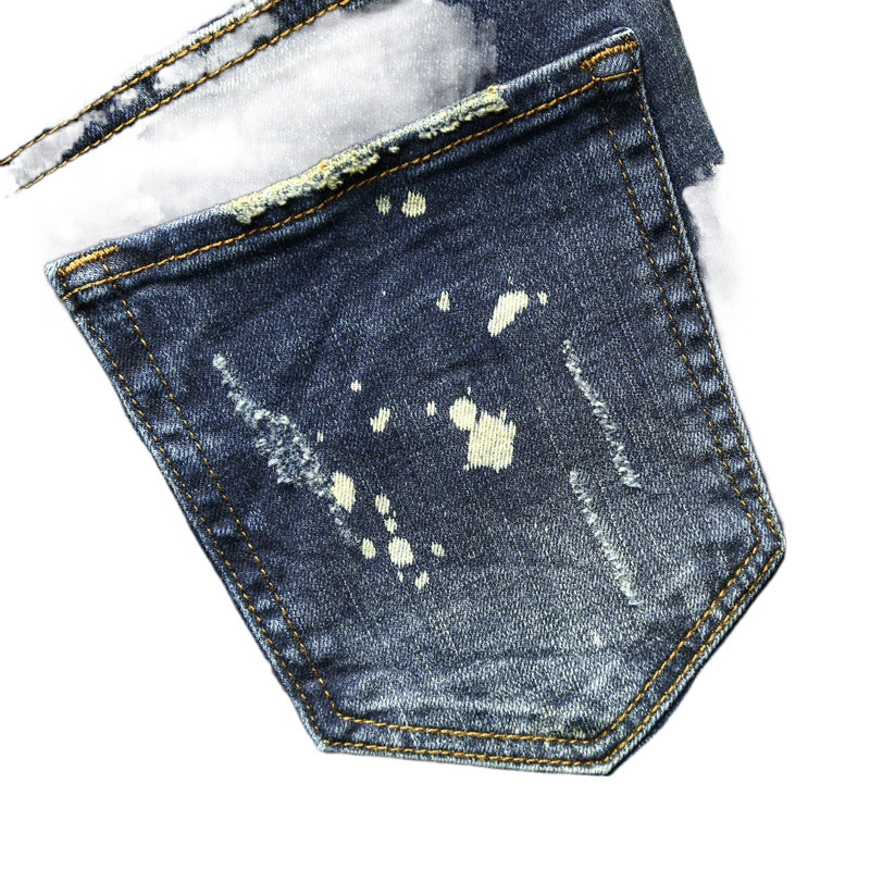 Férfi farmernadrág, vintage koreai stílus, slim-fit, hímzett részletekkel; anyag Modal, fő összetétel: nyúl szőre