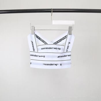 Потник с принт от букви и дизайн за обгръщане на бюста, стегнат силует, супер къс стил (≤40 см), полиестерна материя