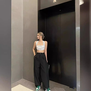 Потник с принт от букви и дизайн за обгръщане на бюста, стегнат силует, супер къс стил (≤40 см), полиестерна материя