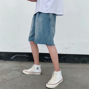 Traperice šorts, slobodan kroj, Hong Kong stil, ljeto (Materijal: denim; Duljina hlača: pola hlače; Slobodan kroj; Stil: Hong Kong)