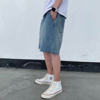 Traperice šorts, slobodan kroj, Hong Kong stil, ljeto (Materijal: denim; Duljina hlača: pola hlače; Slobodan kroj; Stil: Hong Kong)