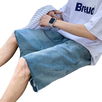 Traperice šorts, slobodan kroj, Hong Kong stil, ljeto (Materijal: denim; Duljina hlača: pola hlače; Slobodan kroj; Stil: Hong Kong)
