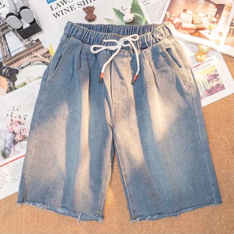 Traperice šorts, slobodan kroj, Hong Kong stil, ljeto (Materijal: denim; Duljina hlača: pola hlače; Slobodan kroj; Stil: Hong Kong)