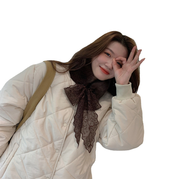 Zimska šal s čipkastom trakom i lažnim ovratnikom, korejski stil, topao modni dodatak (Materijal: Mao Mao; Pletenje: obična platna; Obrada: warp knitting; Funkcija: Toplina)
