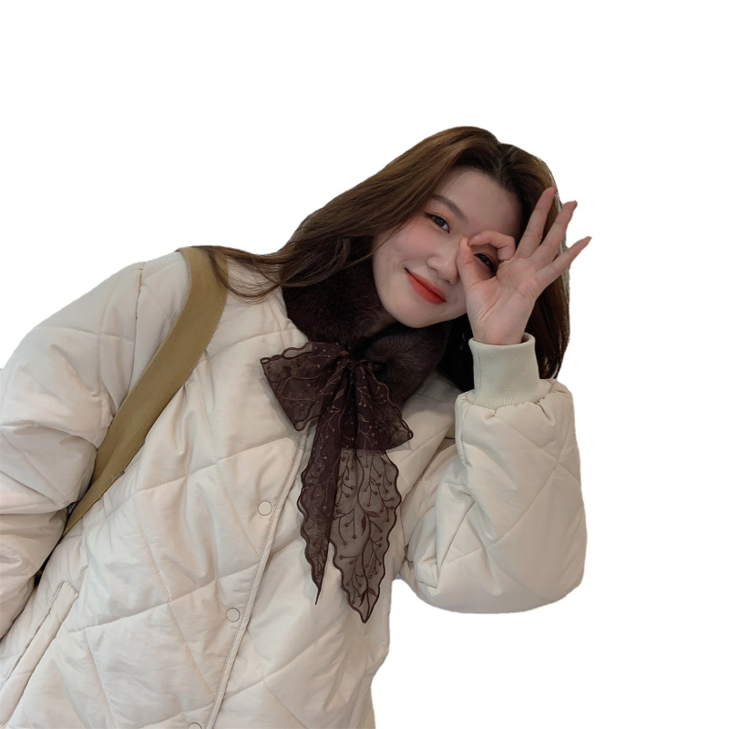 Zimska šal s čipkastom trakom i lažnim ovratnikom, korejski stil, topao modni dodatak (Materijal: Mao Mao; Pletenje: obična platna; Obrada: warp knitting; Funkcija: Toplina)