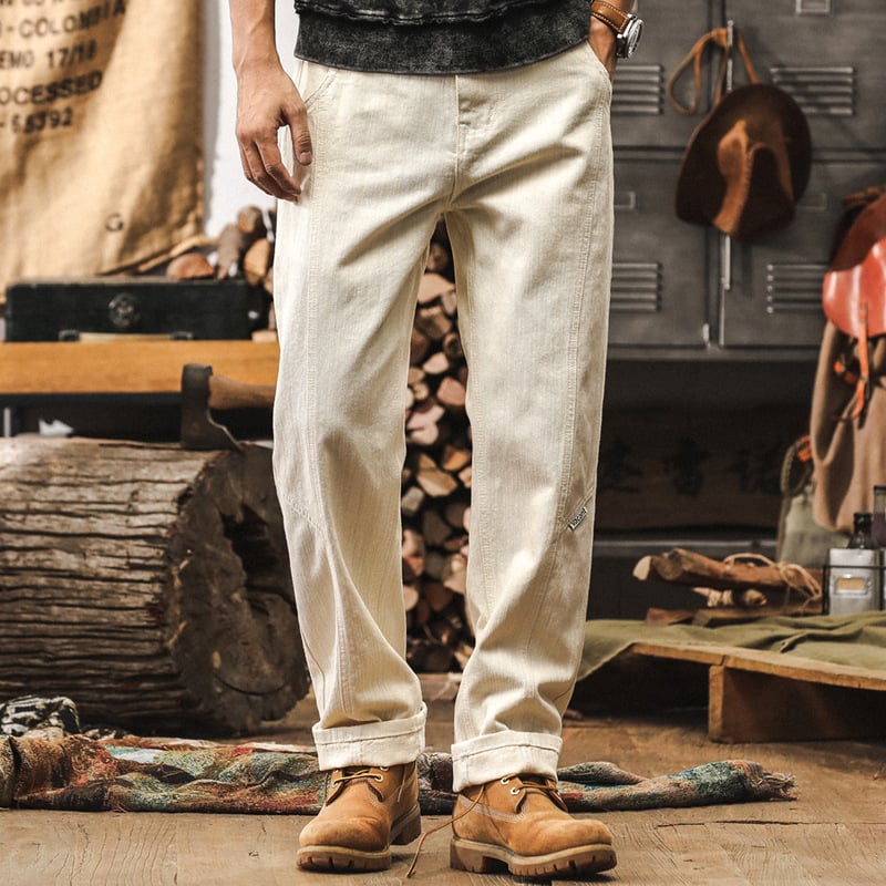 Traperice s teksturom vatrometa, ravni kroj, srednji porast, zatvarač, pamuk denim