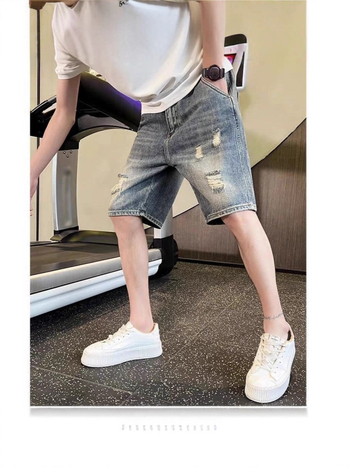 Muške denims šorc, ravni kroj, duljina do sredine bokova, denim s 70-80% pamuka, mikro-elastičan
