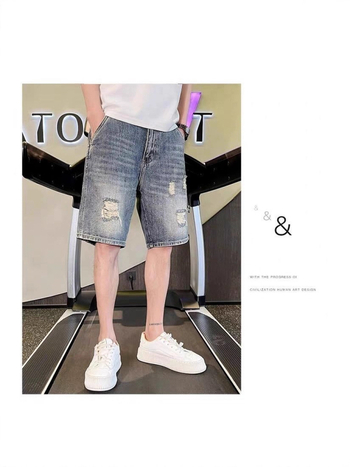 Muške denims šorc, ravni kroj, duljina do sredine bokova, denim s 70-80% pamuka, mikro-elastičan