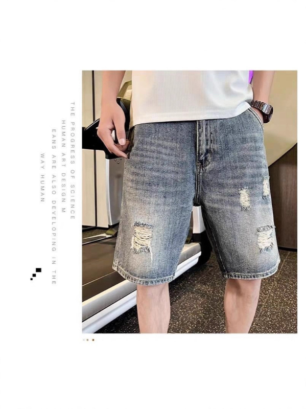 Muške denims šorc, ravni kroj, duljina do sredine bokova, denim s 70-80% pamuka, mikro-elastičan