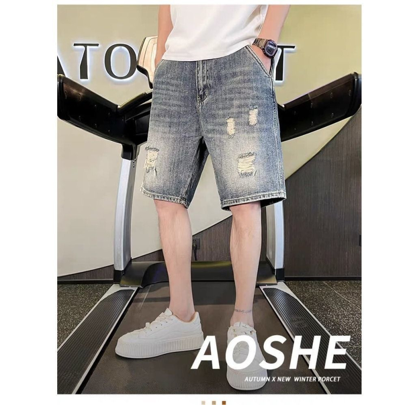 Muške denims šorc, ravni kroj, duljina do sredine bokova, denim s 70-80% pamuka, mikro-elastičan