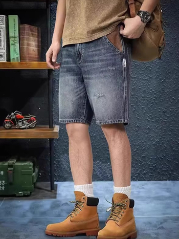 Muške traper šorceve s više džepova, ležernog kroja, kovbojski denim, korejski stil, ljeto 2025