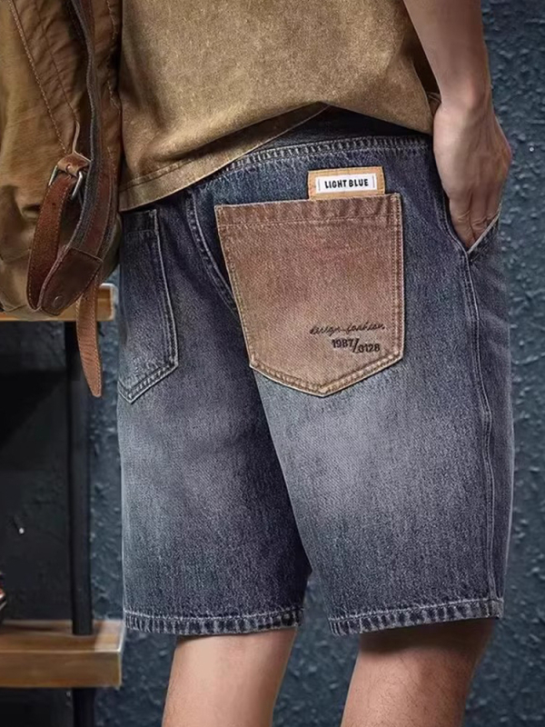 Muške traper šorceve s više džepova, ležernog kroja, kovbojski denim, korejski stil, ljeto 2025