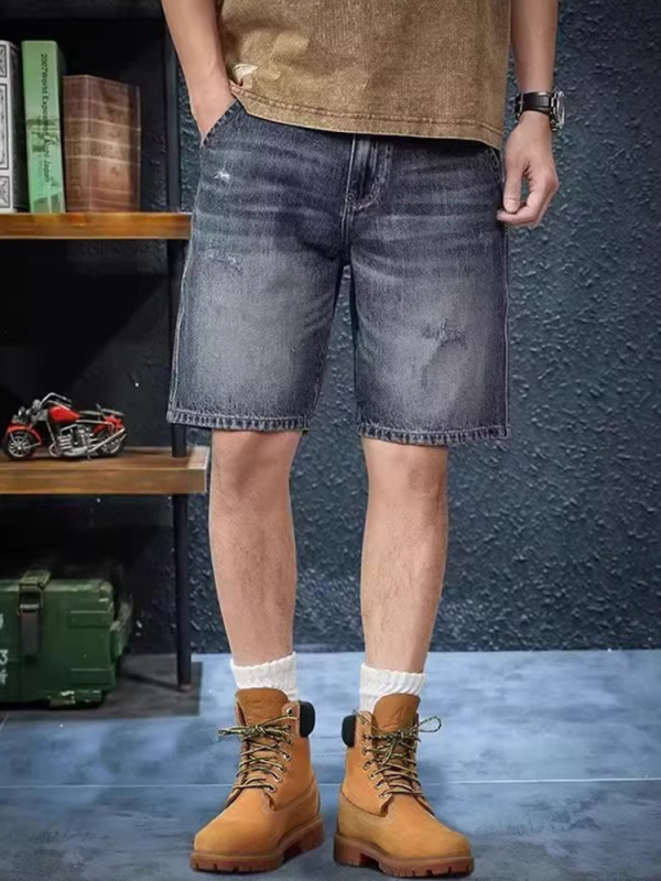 Muške traper šorceve s više džepova, ležernog kroja, kovbojski denim, korejski stil, ljeto 2025