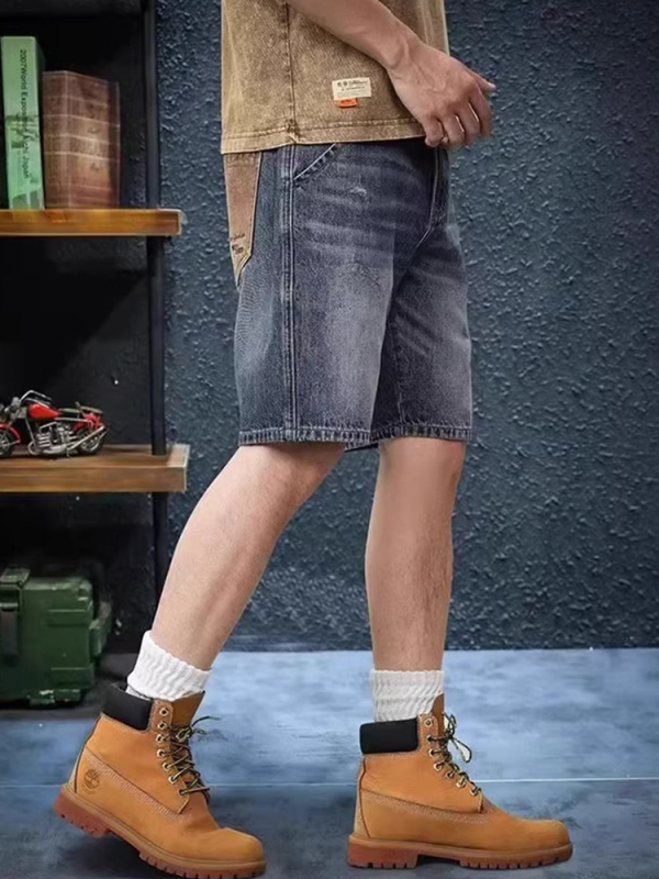 Muške traper šorceve s više džepova, ležernog kroja, kovbojski denim, korejski stil, ljeto 2025