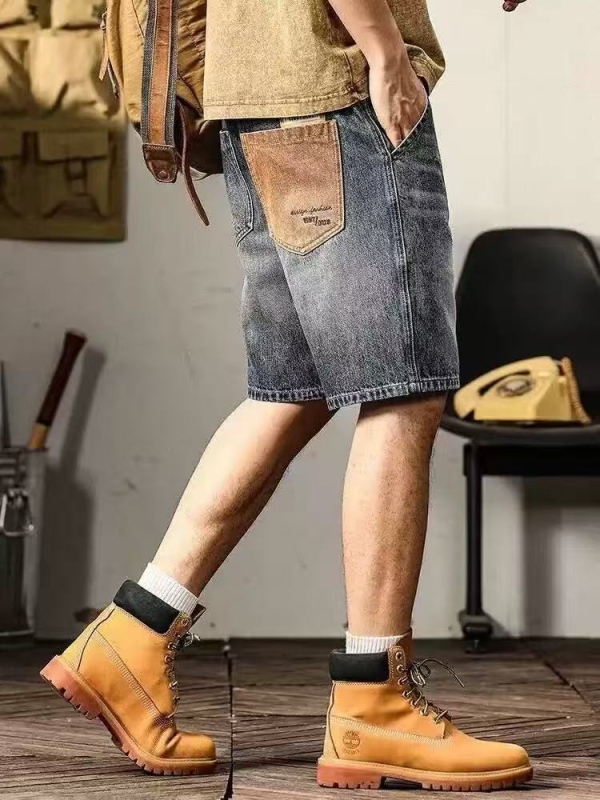 Muške traper šorceve s više džepova, ležernog kroja, kovbojski denim, korejski stil, ljeto 2025