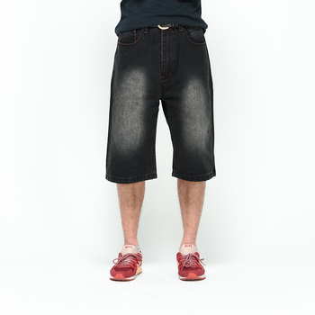 Hiphop i skateboardhlače, visoki struk, cropped kroj, denim od pamuka s digitalnim otiskom, 65% pamuk