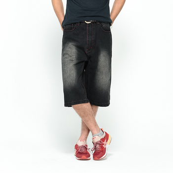 Hiphop i skateboardhlače, visoki struk, cropped kroj, denim od pamuka s digitalnim otiskom, 65% pamuk