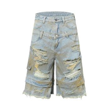 Muške cropped traperice s printom American Graffiti, ravni kroj, cropped dužina, 95% pamuk, mikroelastičnost, ljetni gradski stil