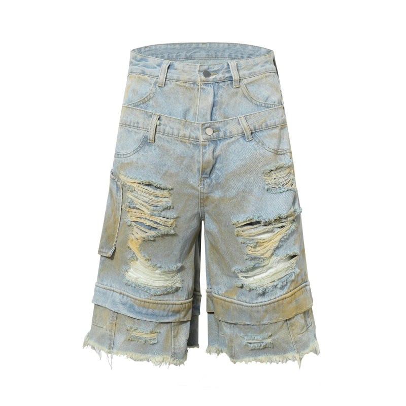 Muške cropped traperice s printom American Graffiti, ravni kroj, cropped dužina, 95% pamuk, mikroelastičnost, ljetni gradski stil