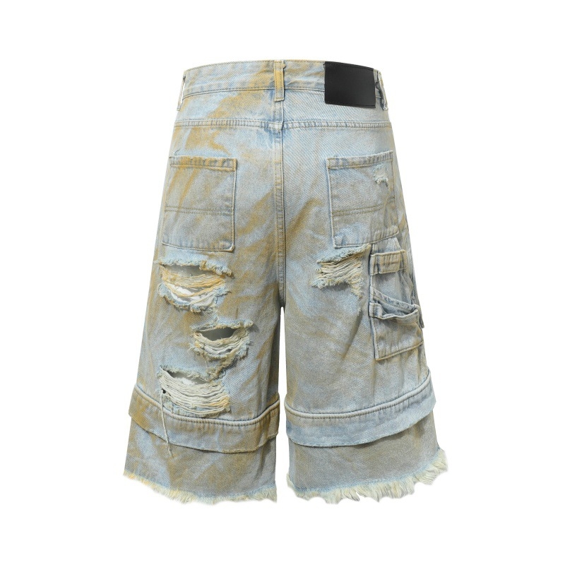 Muške cropped traperice s printom American Graffiti, ravni kroj, cropped dužina, 95% pamuk, mikroelastičnost, ljetni gradski stil