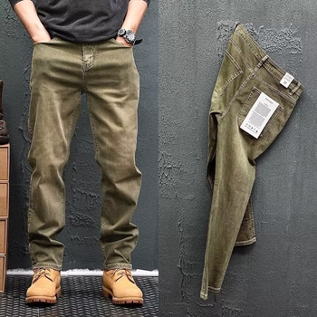 Férfi egyenes szabású farmernadrág, középmagas derekú, cipzáras zárás, magas rugalmasság, könnyű anyag