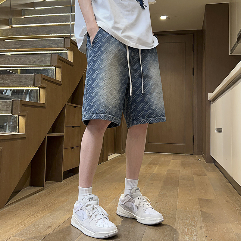 Muške denim kratke hlače, ravni kroj, mikroelastičnost, 80-90% poliester, ljeto 2025