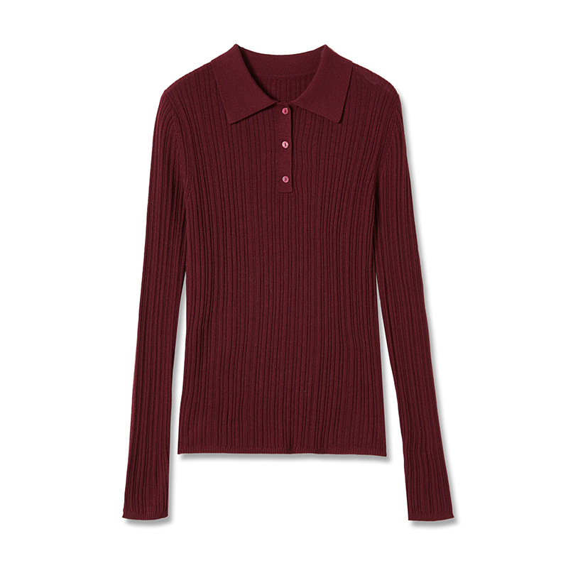 Ženski pulover od Merino vune s polo ovratnikom, pulover stil, dugi rukavi, normalna duljina 50-65 cm, srednja debljina, 95%+ Merino vuna