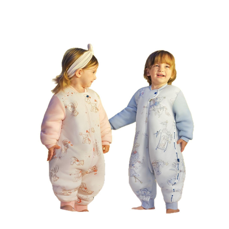 Babycare Lyocell vreća za spavanje za bebe, jesen-zima, debela, stalna temperatura, s odvojenim nogama, crtani stil