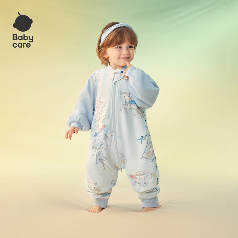 Babycare Lyocell vreća za spavanje za bebe, jesen-zima, debela, stalna temperatura, s odvojenim nogama, crtani stil