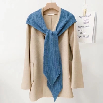Jednostavan pleteni šal s kapuljom – Unisex, monokromatski uzorak, japansko-korejski sladak stil, pleteni materijal, pogodno za ljeto, proljeće i jesen