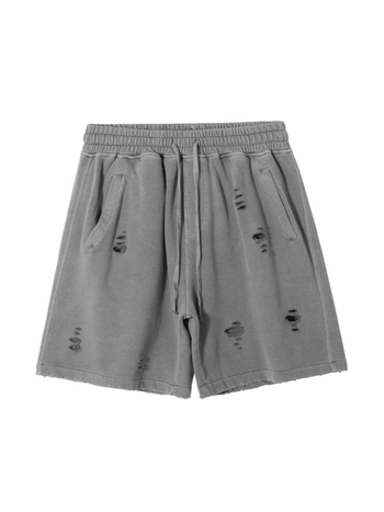 Muške šorceve hip-hop stila, izdubljene rupe i vintage pranje, duljina do sredine bedra, korejski stil, visoka elastičnost, 96% pamuk